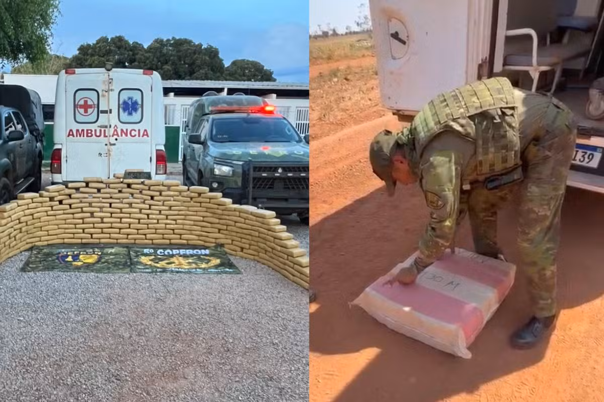 Ambulância com mais de 200 tabletes de 'supermaconha' é apreendida na fronteira entre Bolívia e MT