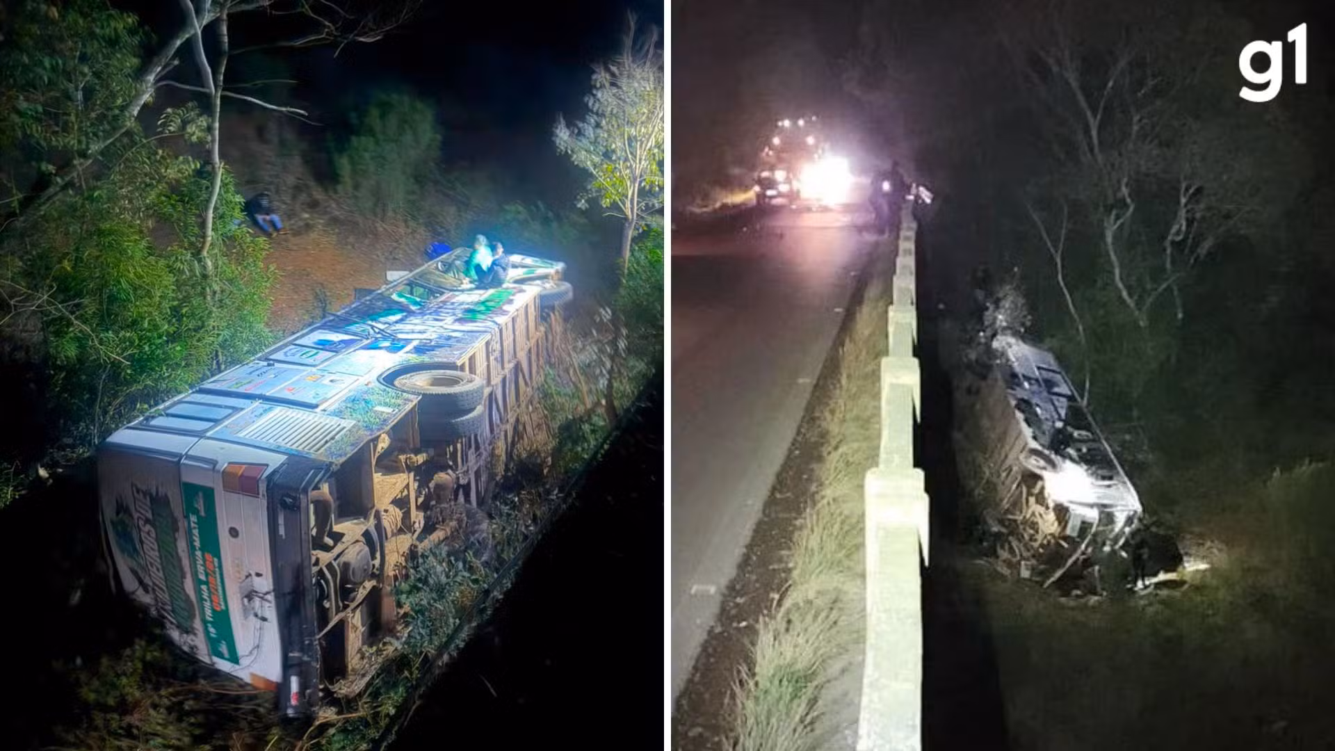 Ônibus com passageiros despenca de ponte no RS, deixando uma pessoa morta e sete feridas