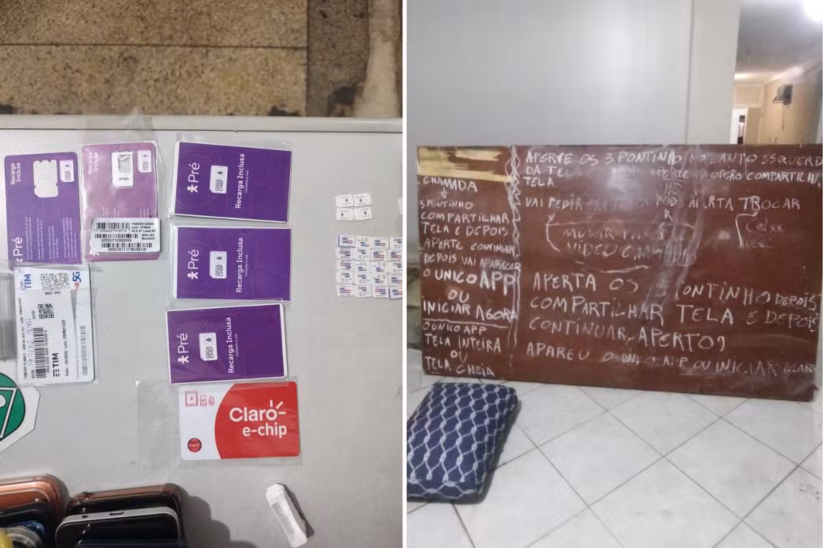 Polícia descobre central de estelionato com lousas de passo a passo para aplicar golpes em SP