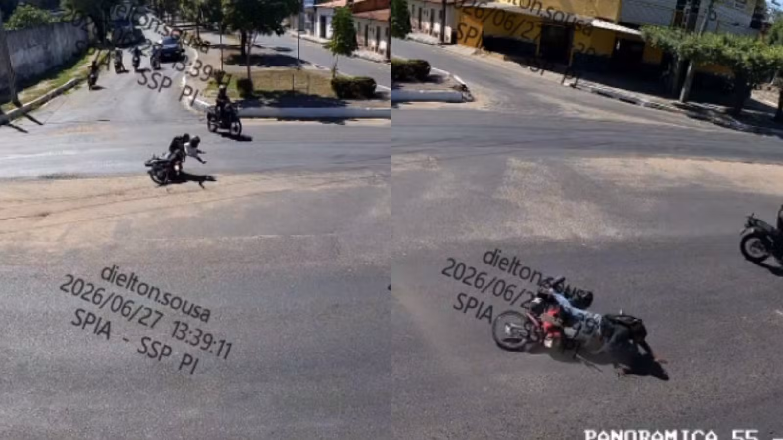 Suspeitos em moto com registro de roubo caem durante fuga e são presos em Teresina; vídeo mostra ação