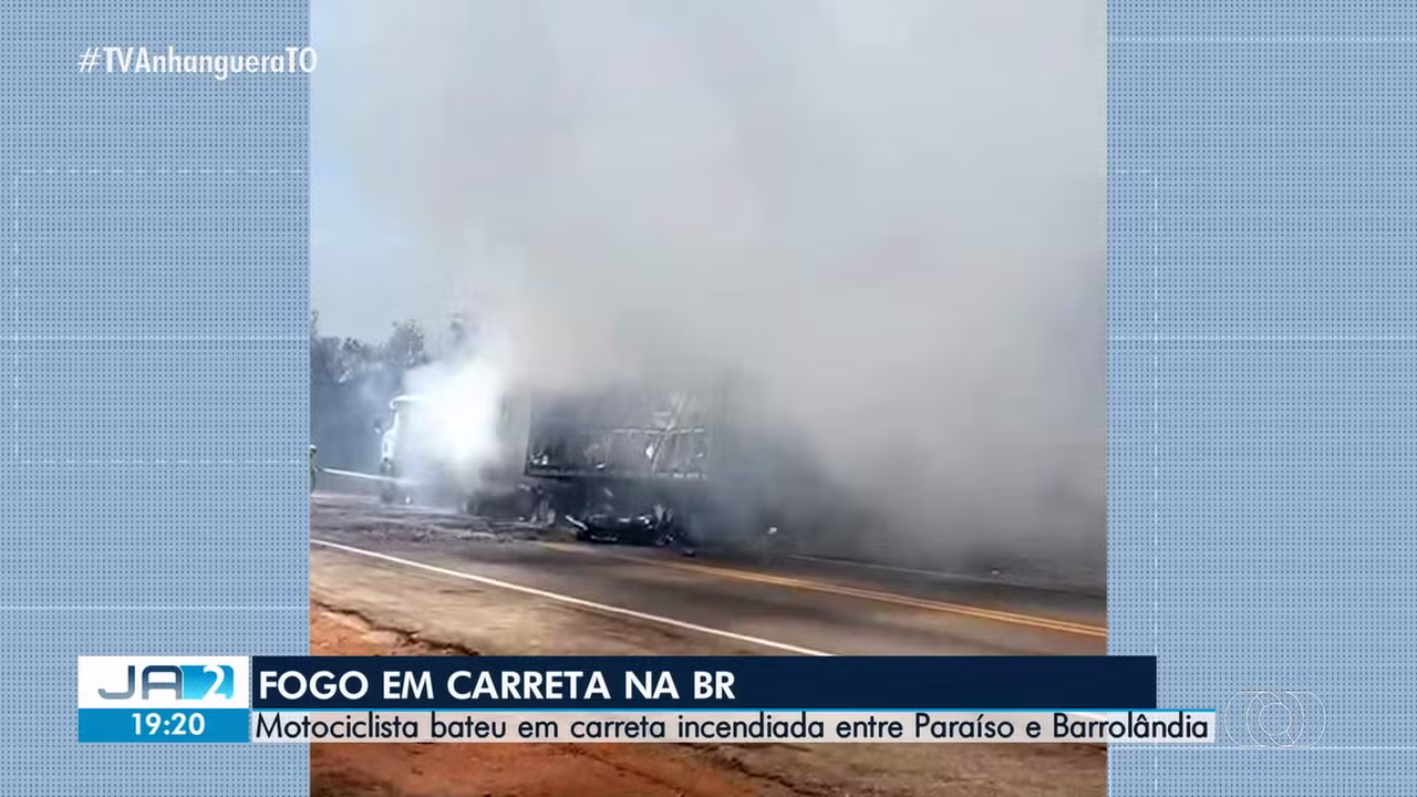 Motociclista bate contra caminhão em chamas durante combate a incêndio e morre carbonizado na BR