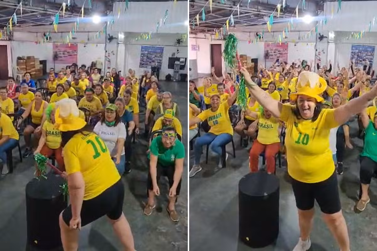 Idosas misturam remada viking e dança do créu no 'esquenta' para Brasil e Noruega