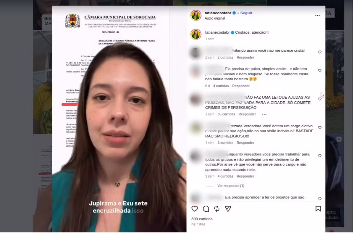Vereadora de Sorocaba vira ré por discriminação religiosa contra líder de terreiro na internet