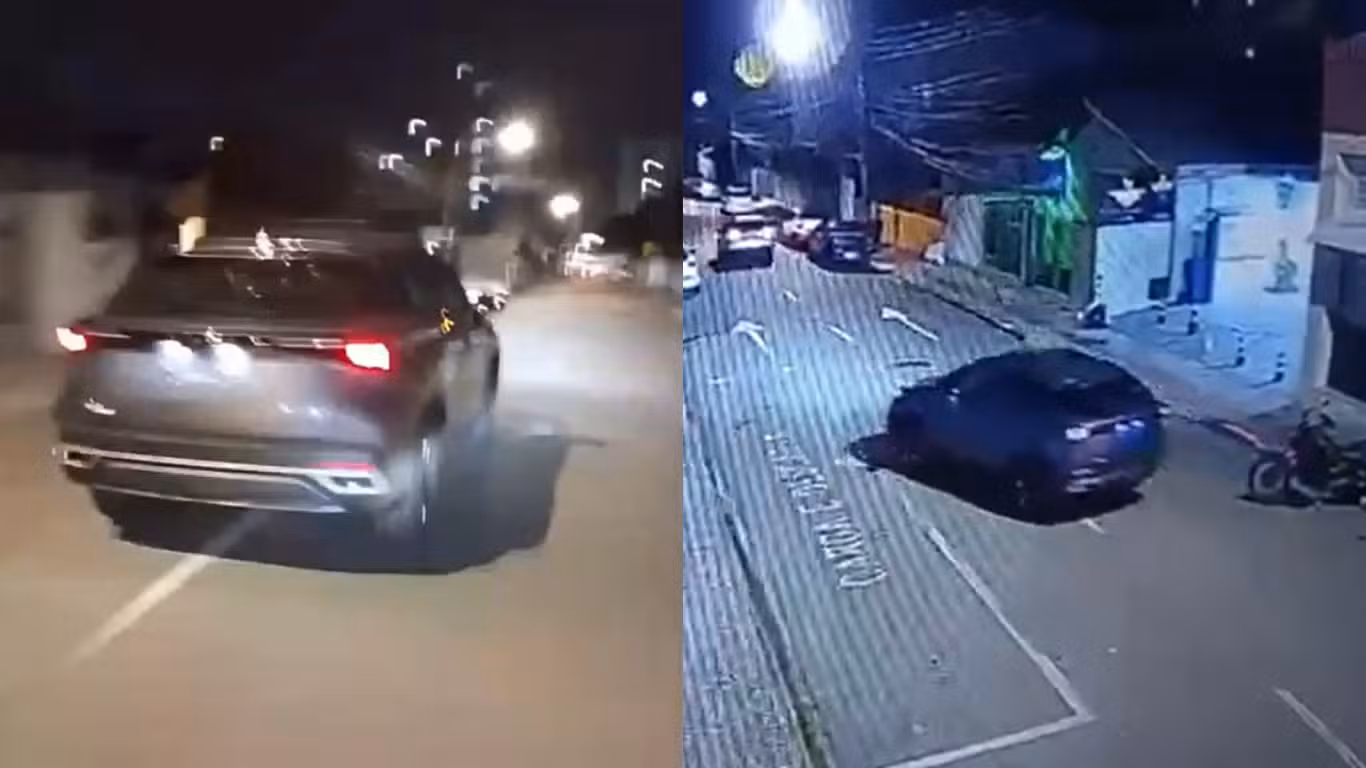 Crianças de 10 e 11 anos furtam carro, dirigem em alta velocidade e batem em moto em Florianópolis; VÍDEO