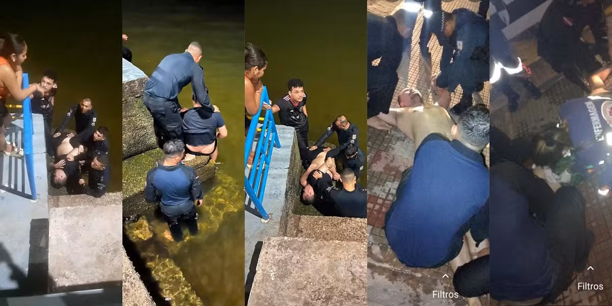 Policiais militares salvam homem de afogamento no Rio Tapajós, em Santarém, no Pará