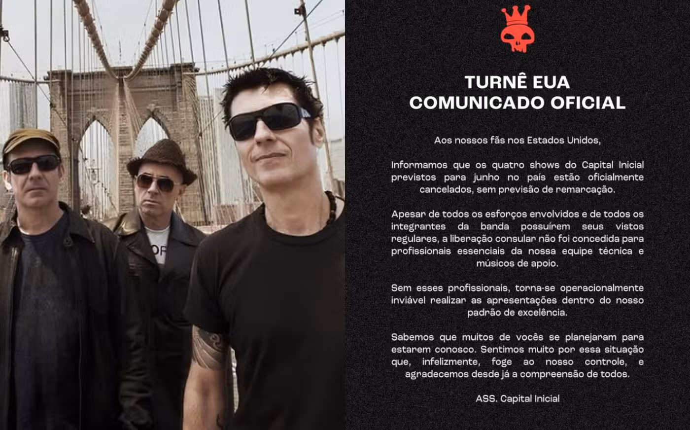 Capital Inicial cancela turnê nos EUA após consulado negar liberação de músicos