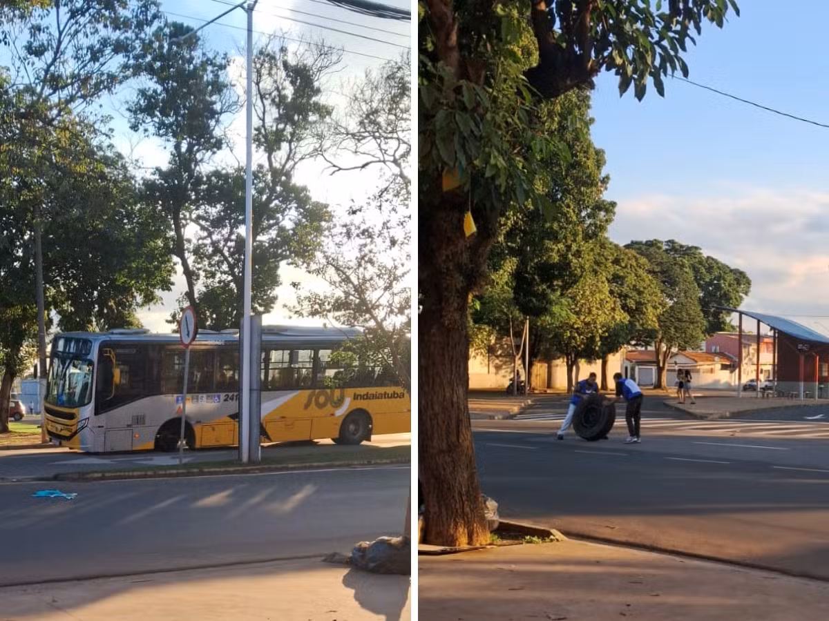Ônibus do transporte público perde roda durante trajeto em Indaiatuba