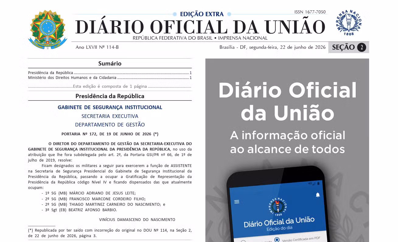 Órgão do GSI corrige portaria que designava 'Fulano de Tal' e 'Cicrano de Tal' como assistentes na Segurança Presidencial