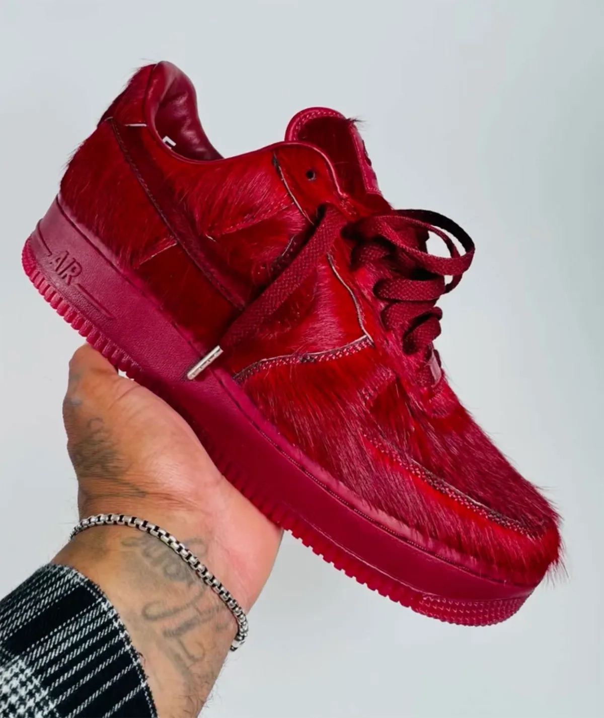 Camurça Vermelha E Felpuda Para O Air Force 1