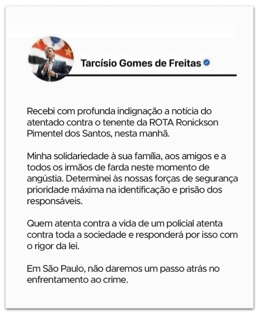 Irmão de Eloá Pimentel, tenente da Rota é baleado na cabeça
