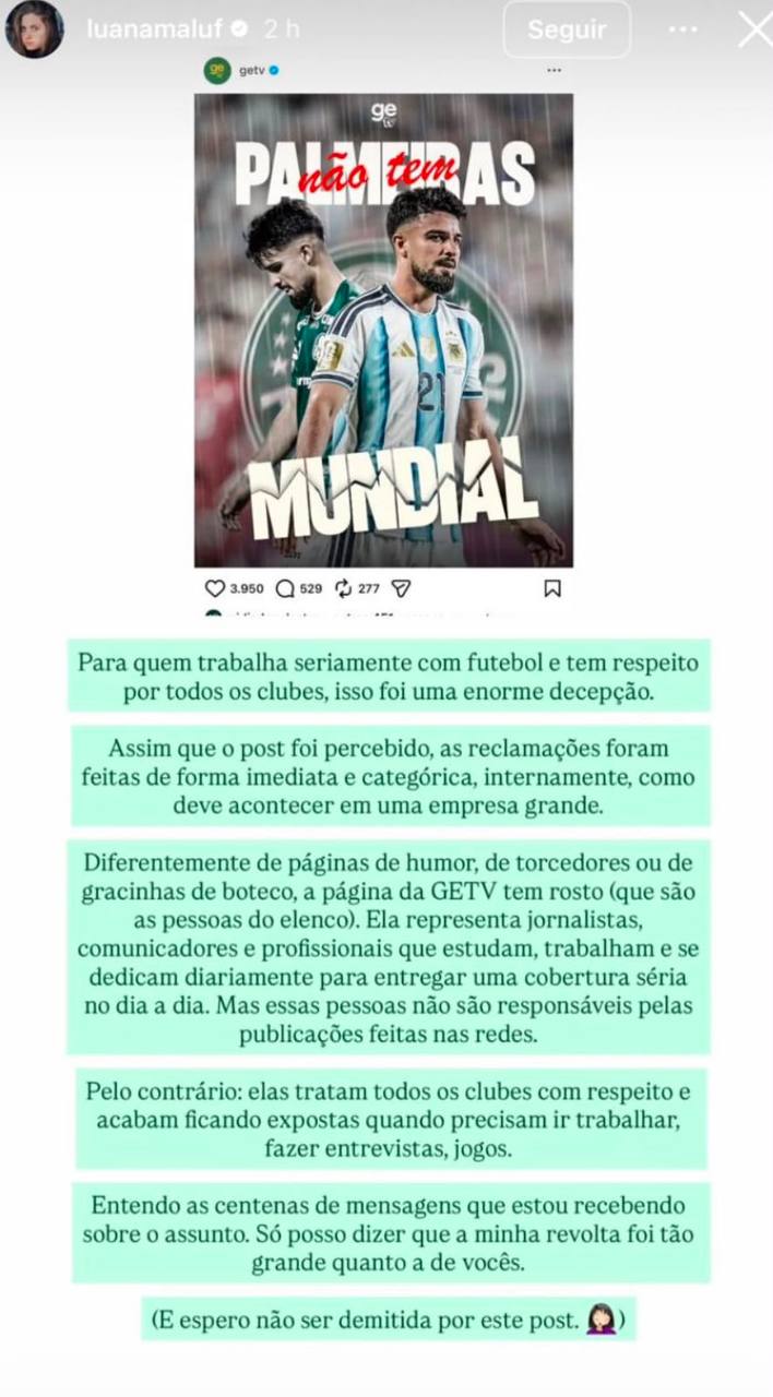 Jornalista critica post da “Ge TV?