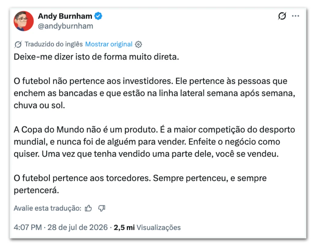 Fifa planeja vender participações da Copa a investidores privados