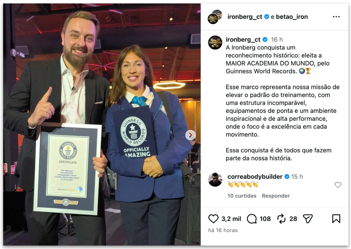 Ironberg abre a maior academia de musculação do mundo em Brasília