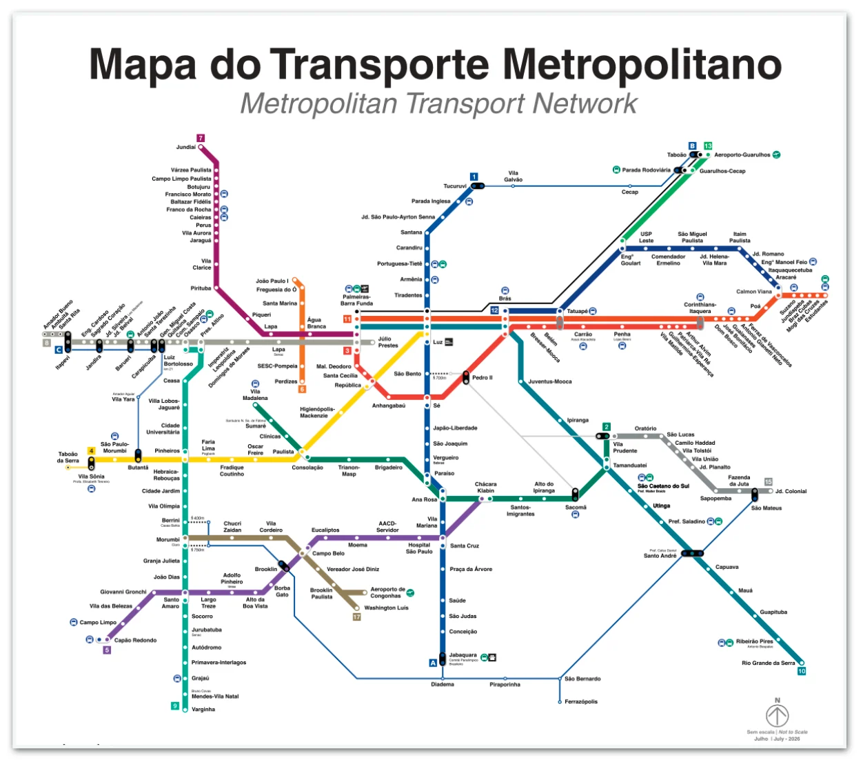 SP atualiza mapa metropolitano com expansões da rede sobre trilhos