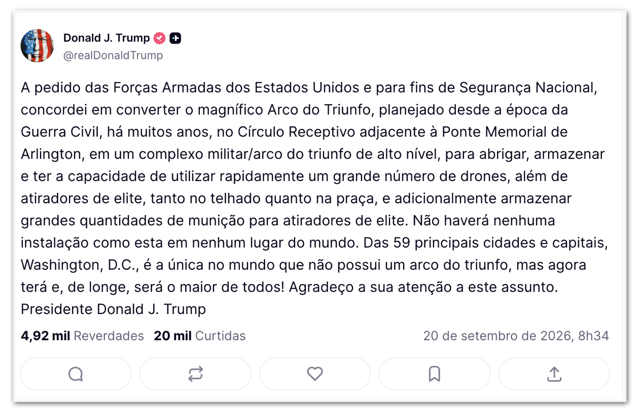 Trump quer transformar “Arco do Triunfo?