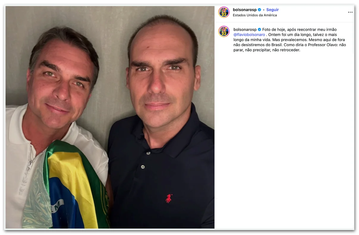Flávio se encontra com Eduardo Bolsonaro e Ramagem nos EUA
