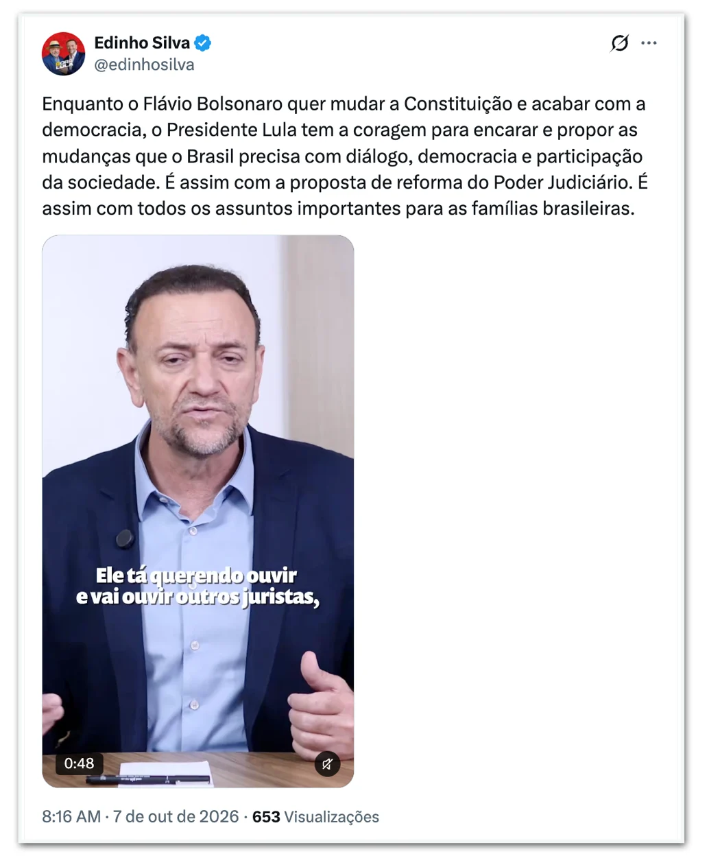 Oposição critica fala de Flávio sobre “mudar a Constituição”