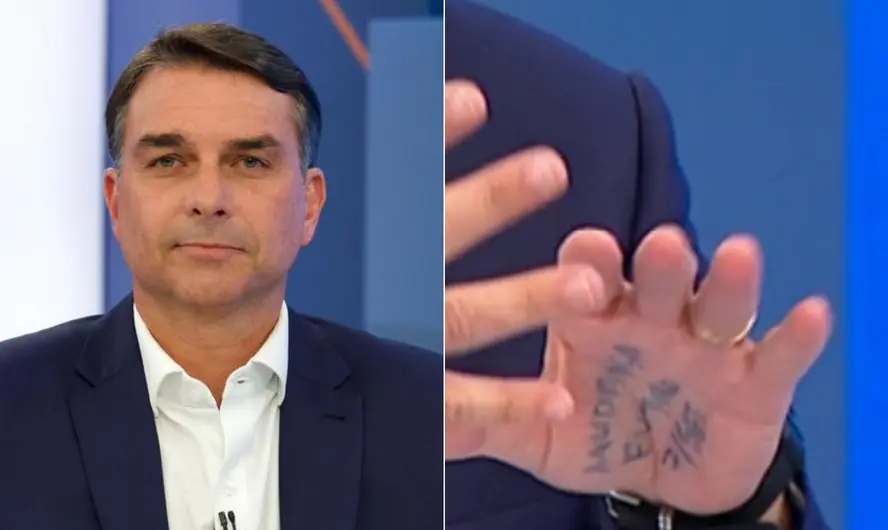 Flávio vira piada por copiar Bolsonaro com cola na mão em sabatina do JN; veja os memes