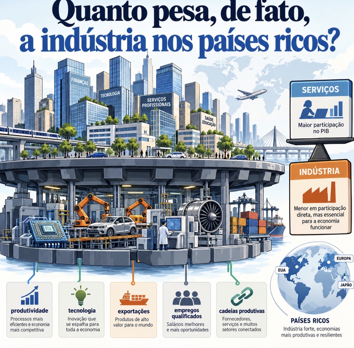 Quanto pesa, de fato, a indústria nos países ricos?